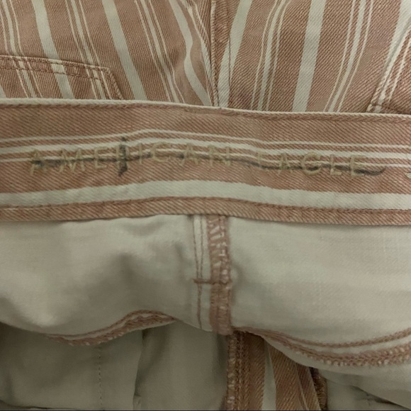 American Eagle Pink Striped Denim Mom Shorts High Rise Relaxed Boho Beach 6 - Picture 3 of 9